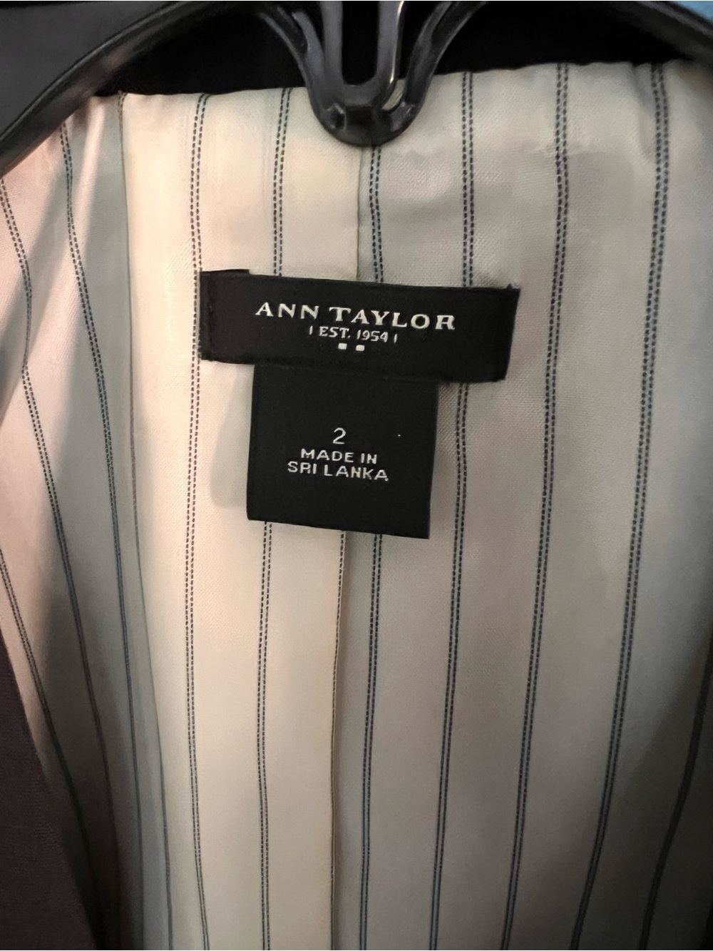 Ann Taylor Black Blazer with Striped Lining - Picture 4 of 4
